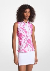 Michael Kors Golf Palm Print Tech Performance Sleeveless Polo Shirt
