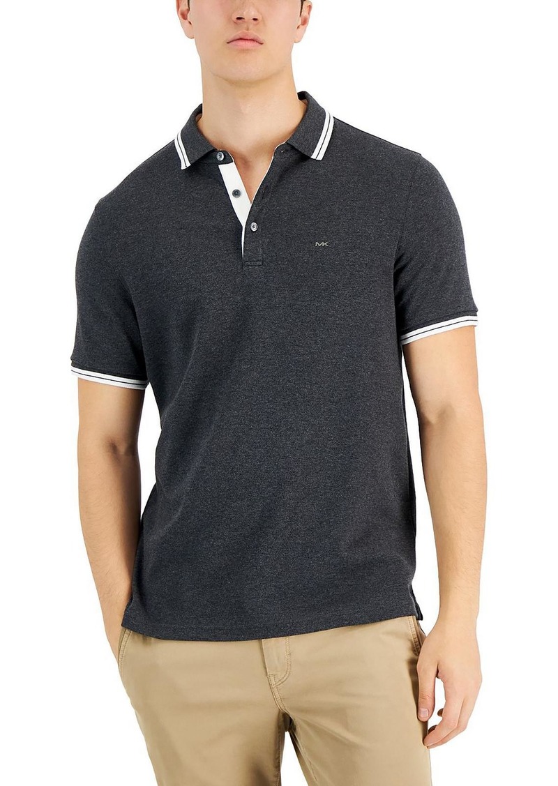 Michael Kors Greenwich Mens Cotton Striped Trim Polo