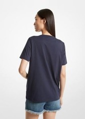 Michael Kors Grommeted Empire Logo Organic Cotton T-Shirt