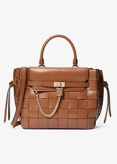 Michael Kors Hamilton Legacy Large Woven Leather Belted Satchel
