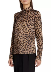 Michael Kors Hansen Leopard Silk Button-Front Shirt