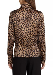 Michael Kors Hansen Leopard Silk Button-Front Shirt