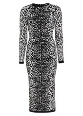 Michael Kors Jacquard Leopard-Print Body-Con Midi-Dress