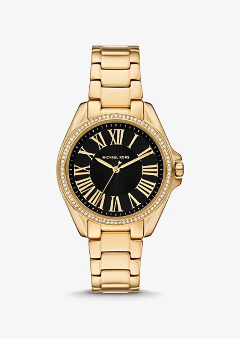 Michael Kors Kaycie Pavé Gold-Tone Watch