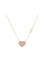 Michael Kors Kors Love Pave and Mother-of-Pearl Heart Pendant Necklace