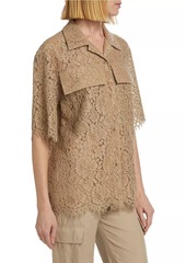 Michael Kors Lace Cotton-Blend Camp Shirt