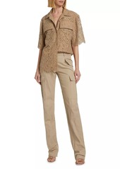 Michael Kors Lace Cotton-Blend Camp Shirt