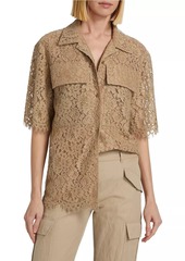 Michael Kors Lace Cotton-Blend Camp Shirt