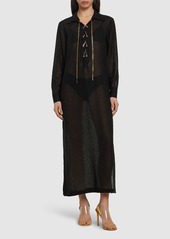 Michael Kors Lace-up Crepe Caftan Dress