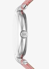 Michael Kors Laney Silver-Tone and Lizard Embossed Leather Watch