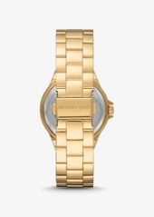 Michael Kors Lennox Pavé Logo Gold-Tone Logo Watch