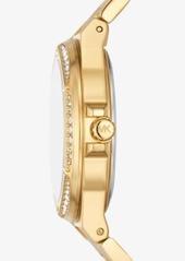 Michael Kors Lennox Pavé Logo Gold-Tone Logo Watch