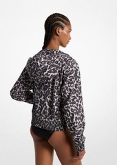 Michael Kors Leopard Logo Print Woven Zip-Up Hoodie