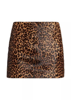 Michael Kors Leopard-Print Calf Hair Miniskirt