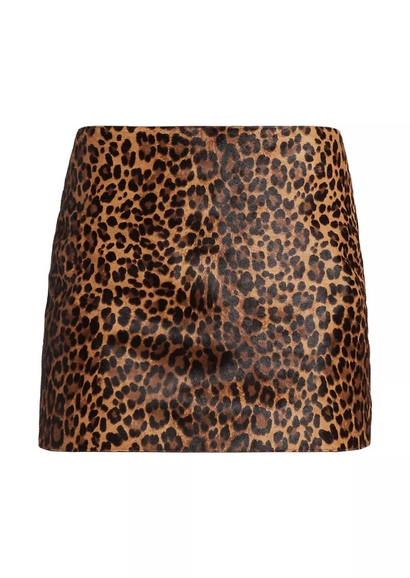 Michael Kors Leopard-Print Calf Hair Miniskirt