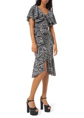 Michael Kors Leopard-Print Cape-Sleeve Dress