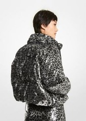 Michael Kors Leopard Sequined Cropped Puffer Jacket