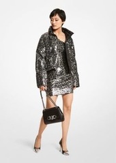 Michael Kors Leopard Sequined Cropped Puffer Jacket