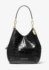 Michael Kors Lillie Large Crocodile Embossed Leather Shoulder Bag