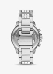 Michael Kors Limited-Edition Oversized Sage Pavé Silver-Tone Watch