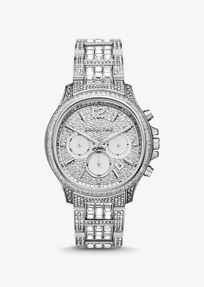 Michael Kors Limited-Edition Oversized Sage Pavé Silver-Tone Watch