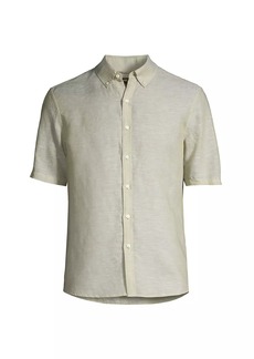 Michael Kors Linen-Blend Button-Down Slim-Fit Shirt
