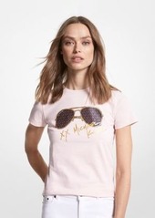 Michael Kors Logo Aviator Print Organic Cotton T-Shirt