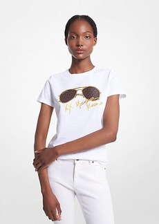 Michael Kors Logo Aviator Print Organic Cotton T-Shirt