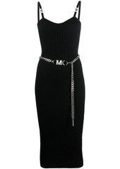 Michael Kors logo-belt ribbed dress