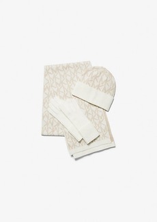 Michael Kors Logo Jacquard Scarf, Beanie and Gloves Gift Set