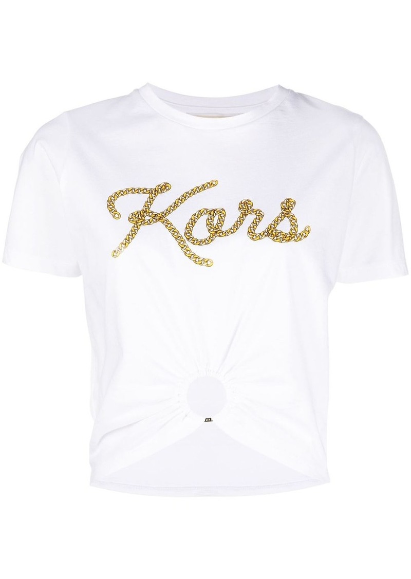 MICHAEL Michael Kors logo-print gathered-detail T-shirt