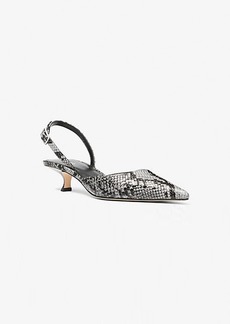 Michael Kors Luna Snake Embossed Leather Slingback Kitten Pump