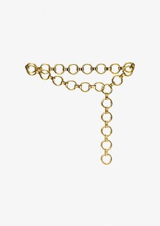 Michael Kors Marisa Gold-Tone and Metallic Leather Ring Belt