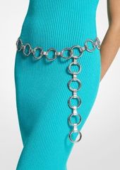 Michael Kors Marisa Silver-Tone and Metallic Leather Ring Belt