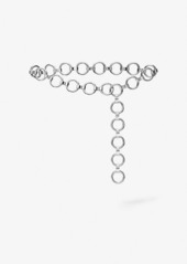 Michael Kors Marisa Silver-Tone and Metallic Leather Ring Belt