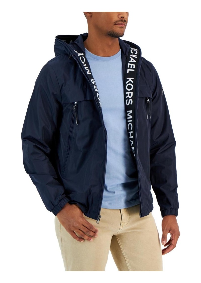 Michael Kors Mens Logo Hooded Windbreaker Jacket