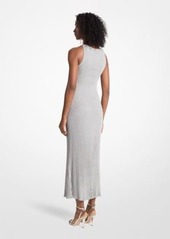 Michael Kors Metallic Knit Ring Halter Dress