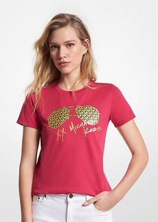 Michael Kors Metallic Logo Aviator Print Organic Cotton T-Shirt
