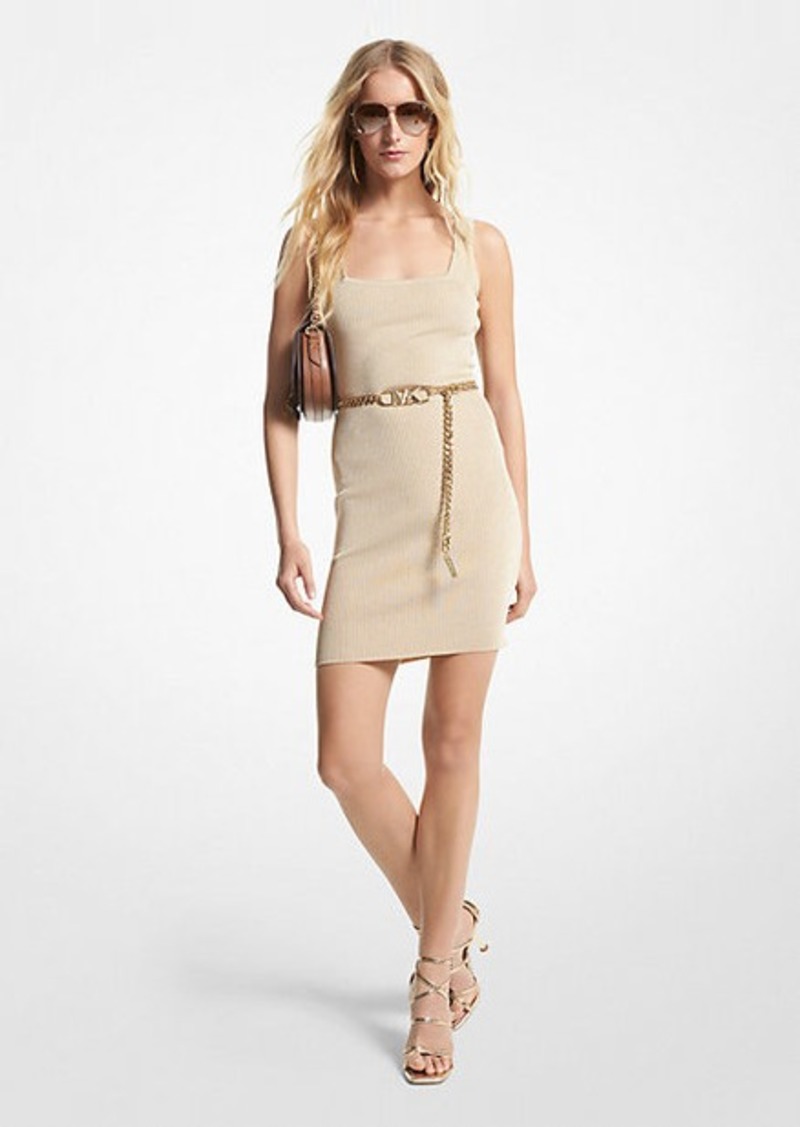 Michael Kors Metallic Ribbed Knit Tank Dress