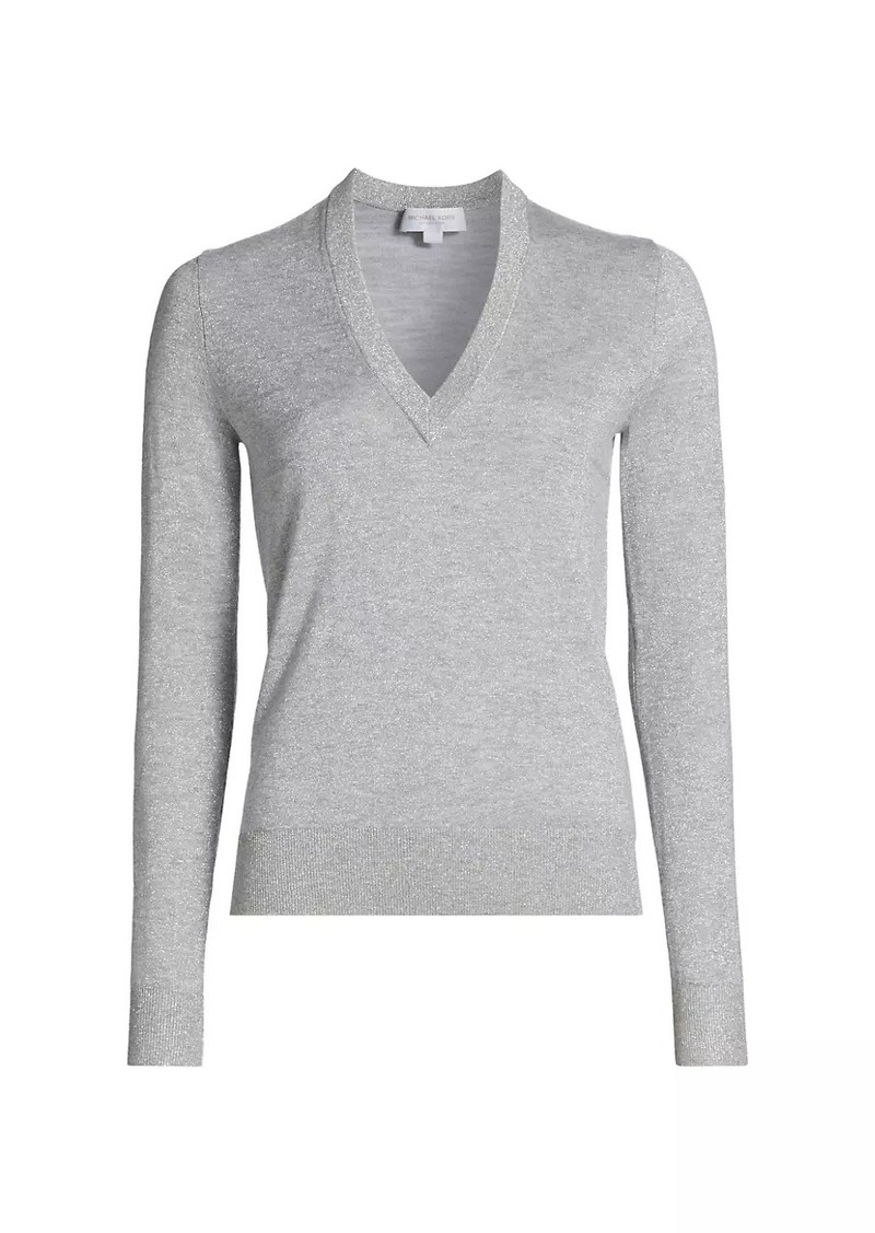 Michael Kors Metallic V-Neck Sweater