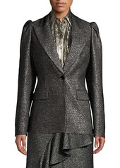 Michael Kors Metallic Wool Puff-Sleeve Blazer