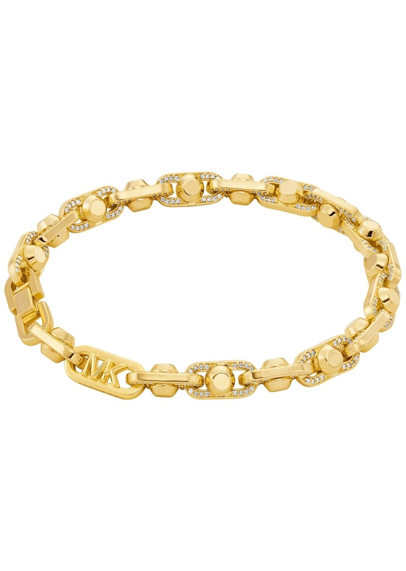 Michael Kors Brass Pave Astor Link Chain Bracelet - Gold