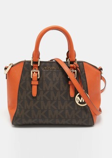 Michael Kors /brown Signature Coated Canvas And Leather Medium Ciara Satchel