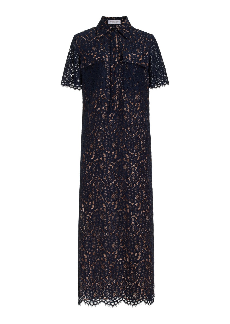 Michael Kors Collection - Cotton-Blend Lace Maxi Shirt Dress - Navy - US 2 - Moda Operandi