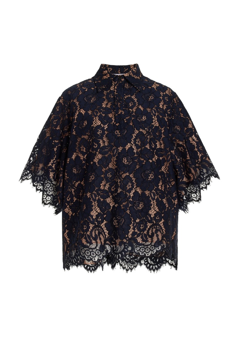 Michael Kors Collection - Cotton-Blend Lace Shirt - Navy - L - Moda Operandi