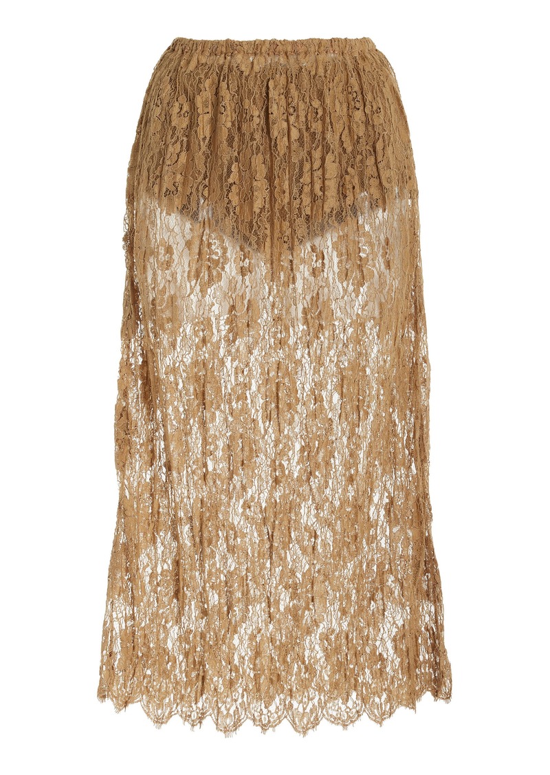 Michael Kors Collection - Crushed Lace Midi Skirt - Brown - US 6 - Moda Operandi