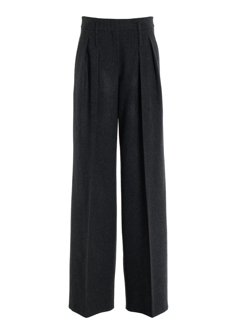 Michael Kors Collection - Double-Belted Wool-Flannel Wide-Leg Pants - Grey - US 0 - Moda Operandi