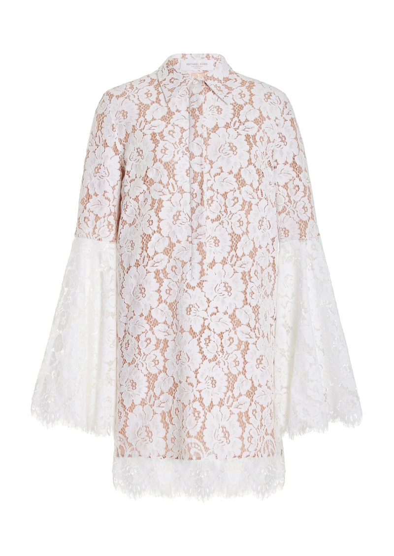 Michael Kors Collection - Flutter Sleeve Lace Mini Dress - White - US 8 - Moda Operandi