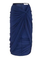 Michael Kors Collection - Gathered Jersey Midi Sarong Skirt - Navy - US 6 - Moda Operandi