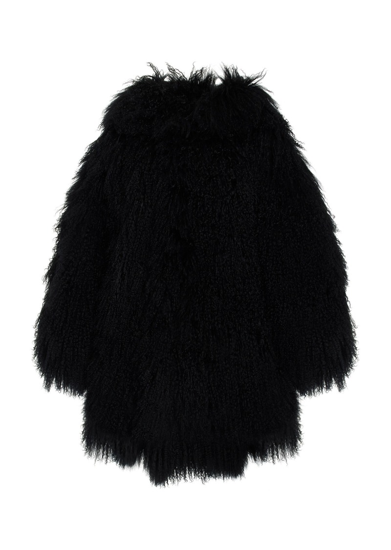 Michael Kors Collection - Hooded Mongolian Lamb Fur Balmacaan Coat - Black - XS - Moda Operandi